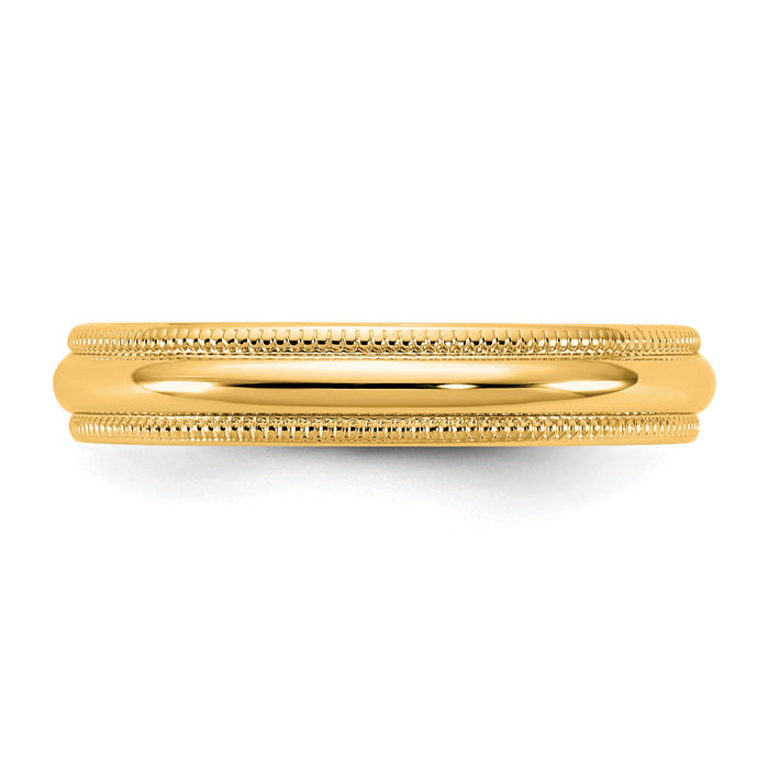 14KY 3.5mm LTW Milgrain Half Round Band-ML035
