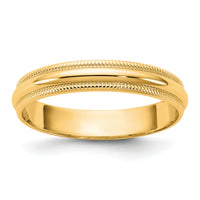 14KY 3.5mm LTW Milgrain Half Round Band-ML035