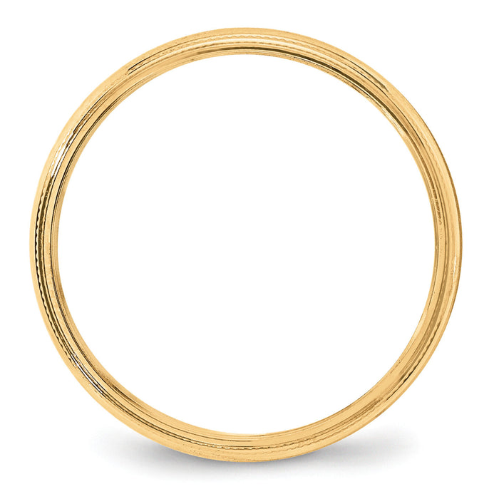 14KY 4mm LTW Milgrain Half Round Band-ML040