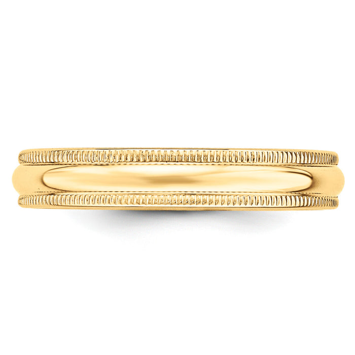 14KY 4mm LTW Milgrain Half Round Band-ML040