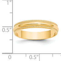 14KY 4mm LTW Milgrain Half Round Band-ML040