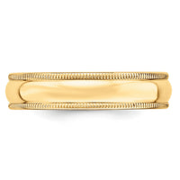 14KY 5mm LTW Milgrain Half Round Band-ML050