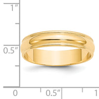 14KY 5mm LTW Milgrain Half Round Band-ML050