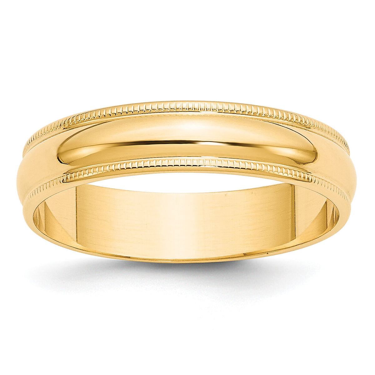 14KY 5mm LTW Milgrain Half Round Band-ML050