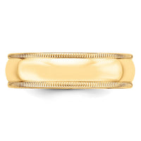14KY 6mm LTW Milgrain Half Round Band-ML060