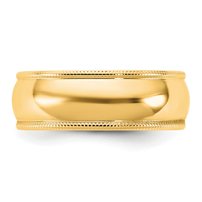 14KY 6.5mm LTW Milgrain Half Round Band-ML065