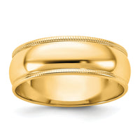 14KY 6.5mm LTW Milgrain Half Round Band-ML065