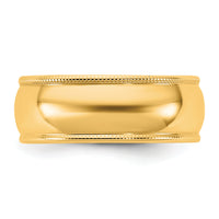 14KY 7mm LTW Milgrain Half Round Band-ML070