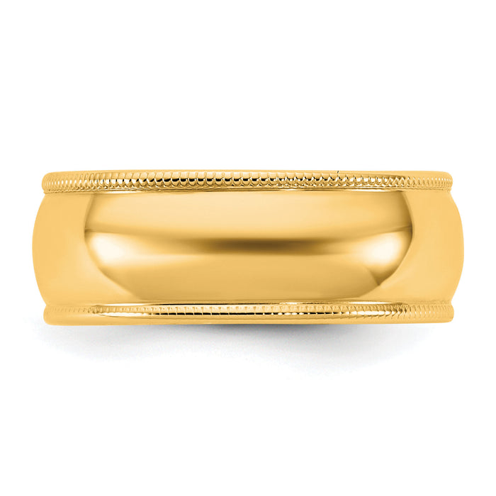 14KY 7mm LTW Milgrain Half Round Band-ML070