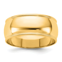 14KY 8mm LTW Milgrain Half Round Band-ML080