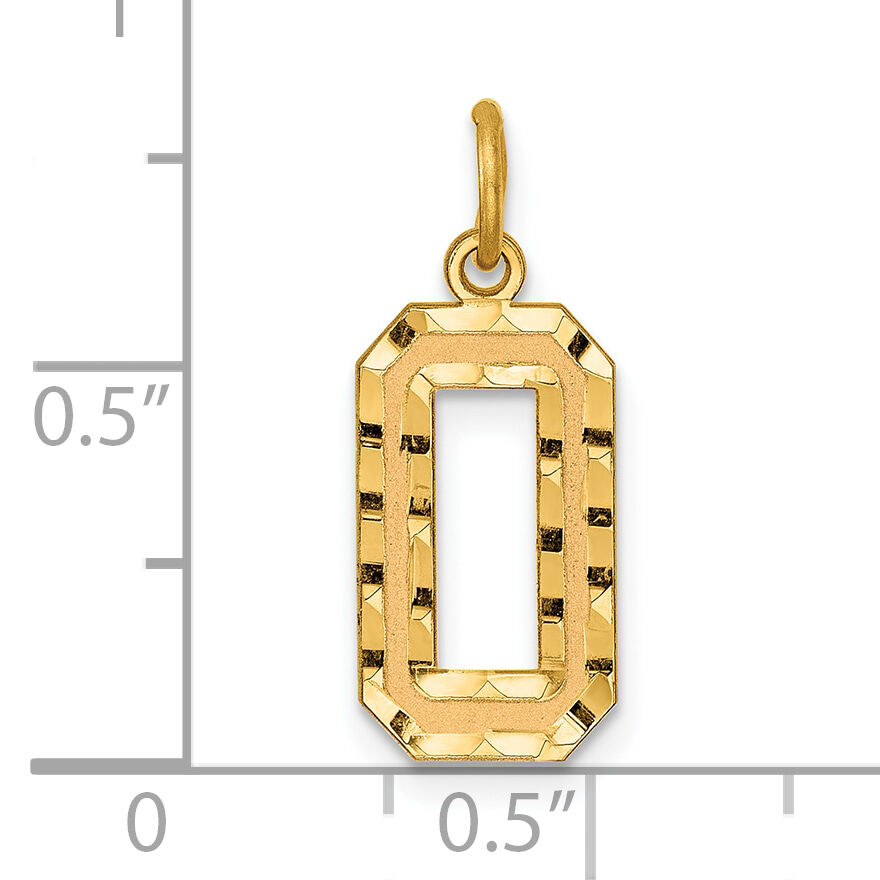14k Medium Diamond-cut Number 0 Charm-MN00