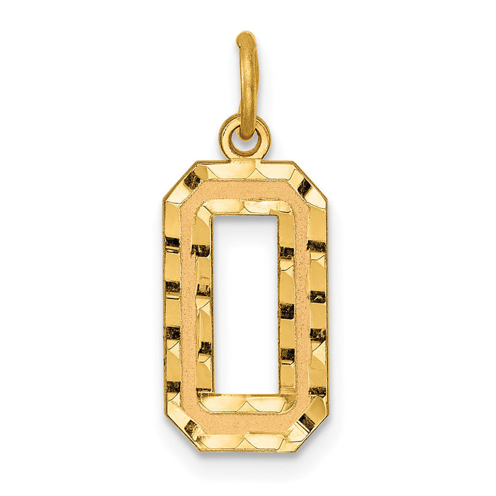 14k Medium Diamond-cut Number 0 Charm-MN00
