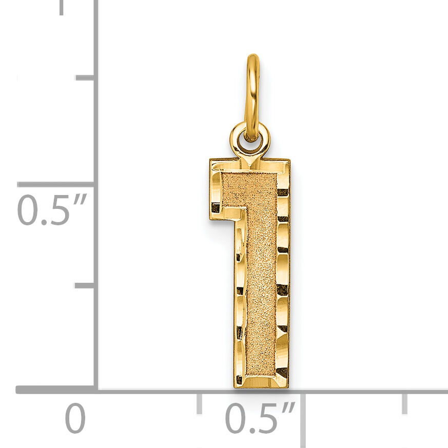 14k Medium Diamond-cut Number 1 Charm-MN01