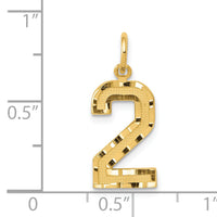 14k Medium Diamond-cut Number 2 Charm-MN02