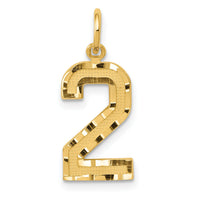 14k Medium Diamond-cut Number 2 Charm-MN02