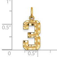 14k Medium Diamond-cut Number 3 Charm-MN03