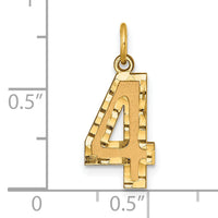 14k Medium Diamond-cut Number 4 Charm-MN04
