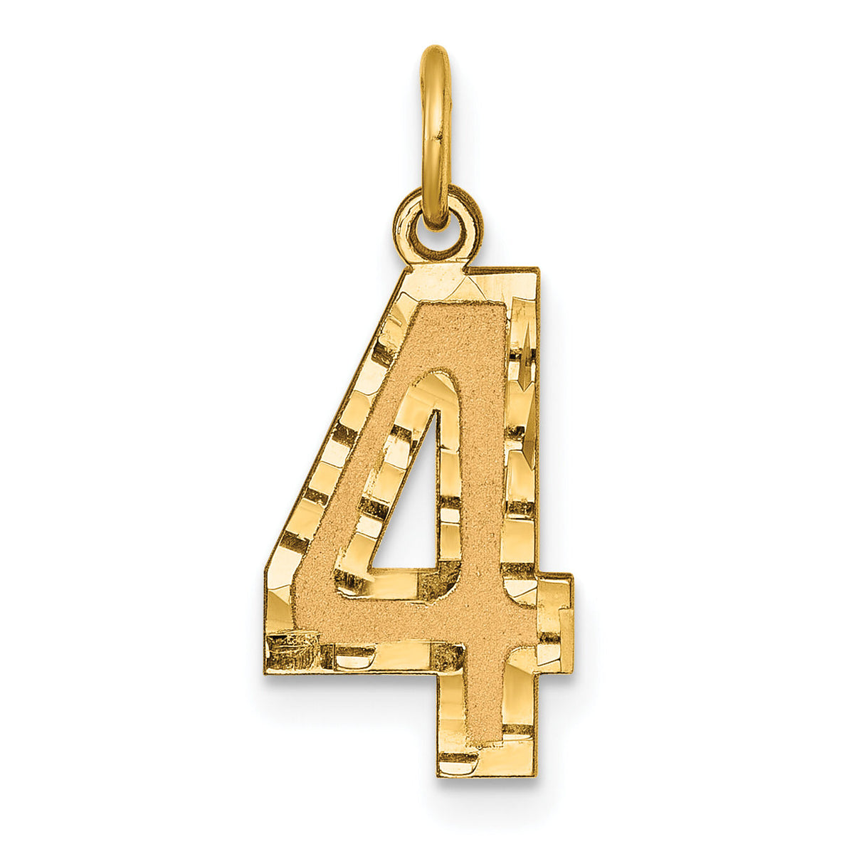 14k Medium Diamond-cut Number 4 Charm-MN04