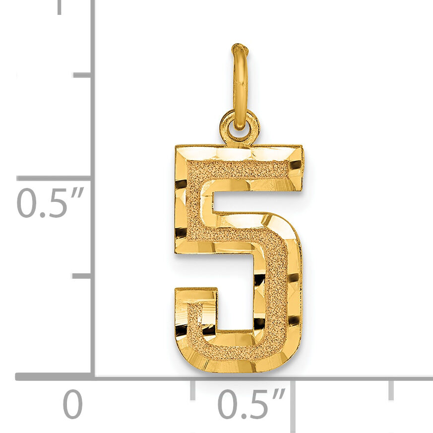 14k Medium Diamond-cut Number 5 Charm-MN05