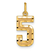 14k Medium Diamond-cut Number 5 Charm-MN05