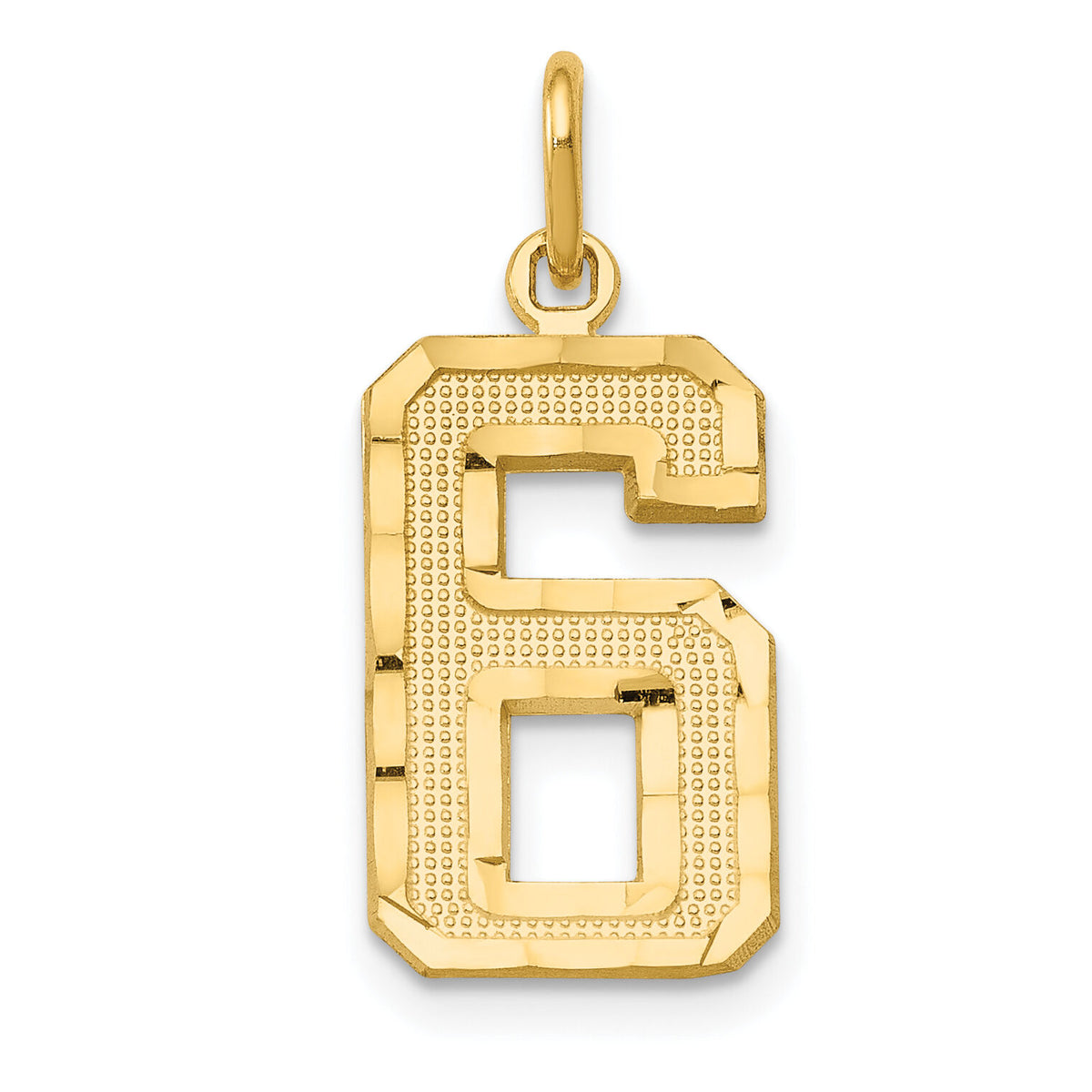 14k Medium Diamond-cut Number 6 Charm-MN06