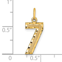 14k Medium Diamond-cut Number 7 Charm-MN07