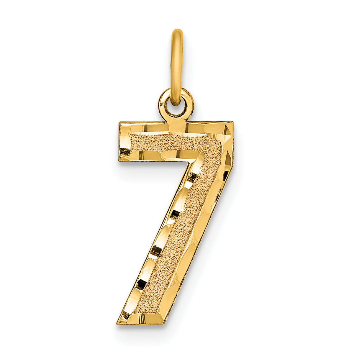 14k Medium Diamond-cut Number 7 Charm-MN07