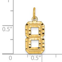 14k Medium Diamond-cut Number 8 Charm-MN08