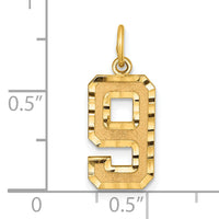 14k Medium Diamond-cut Number 9 Charm-MN09