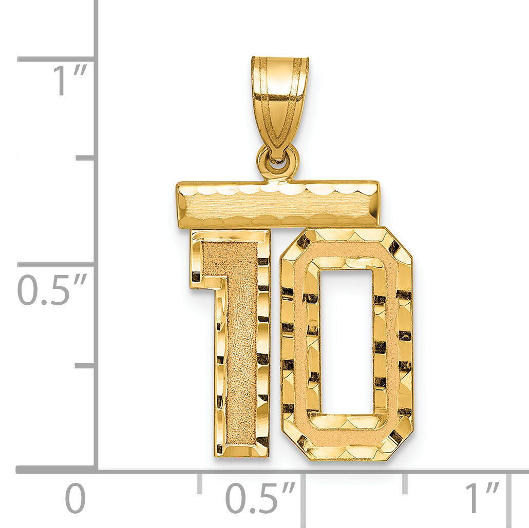 14k Medium Diamond-cut Number 10 Charm-MN10
