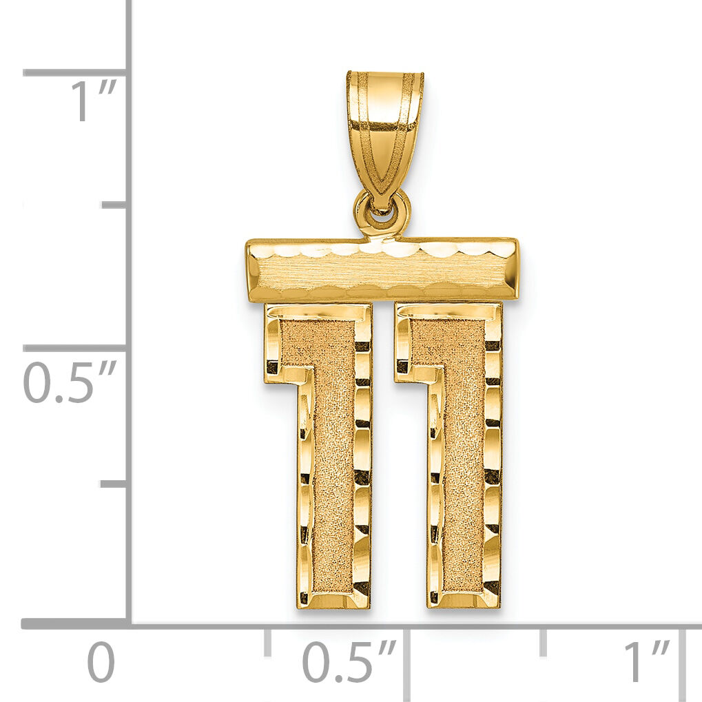14k Medium Diamond-cut Number 11 Charm-MN11