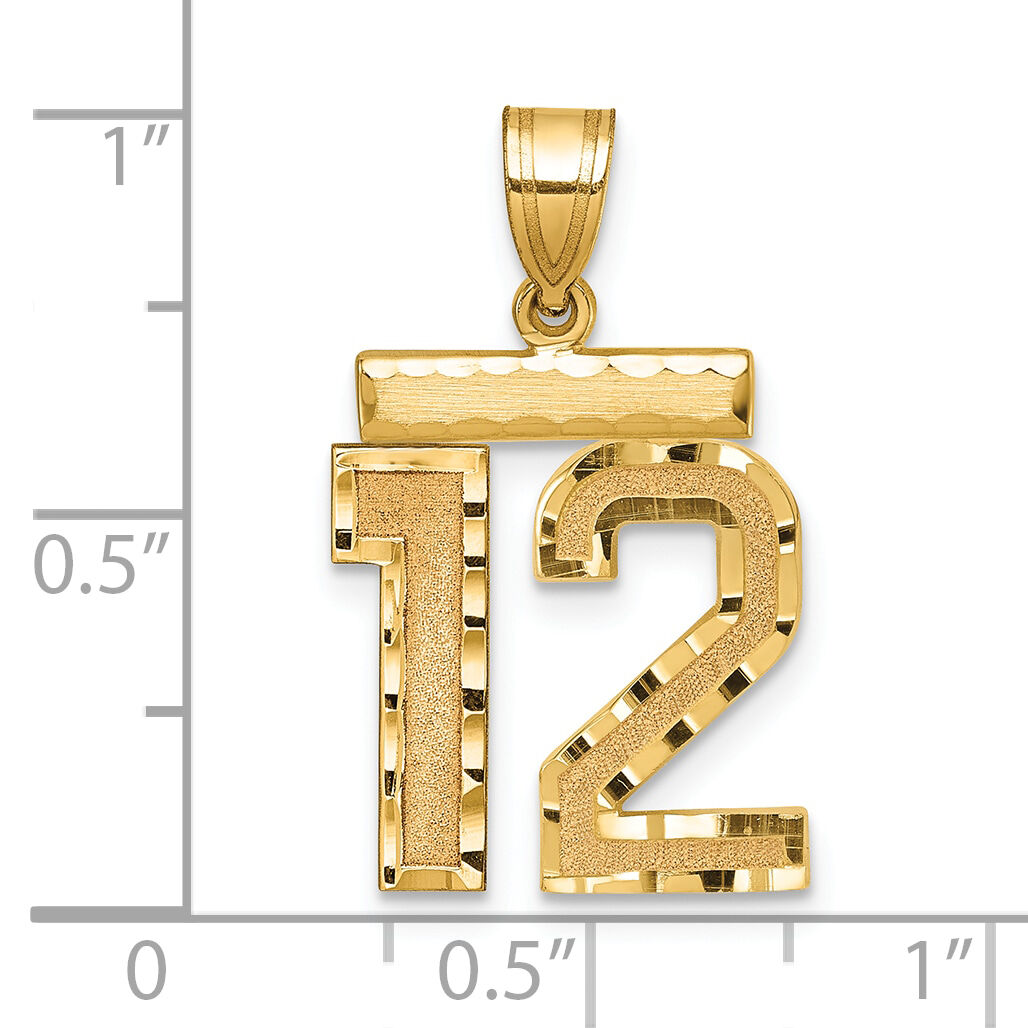 14k Medium Diamond-cut Number 12 Charm-MN12
