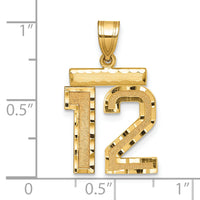 14k Medium Diamond-cut Number 12 Charm-MN12
