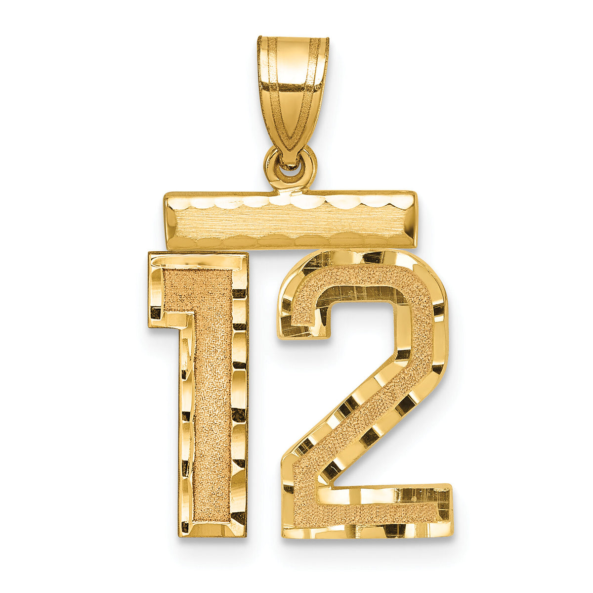 14k Medium Diamond-cut Number 12 Charm-MN12