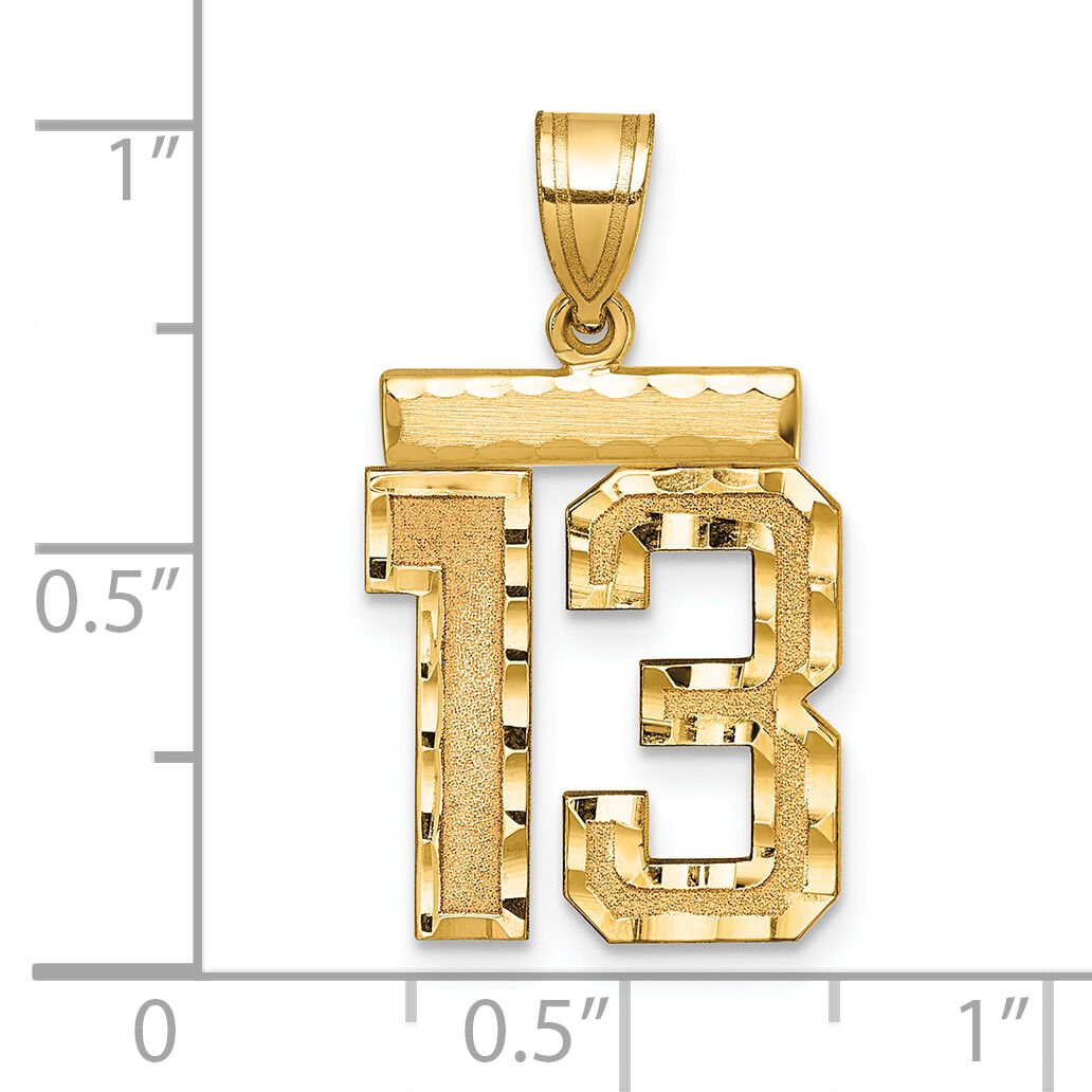 14k Medium Diamond-cut Number 13 Charm-MN13