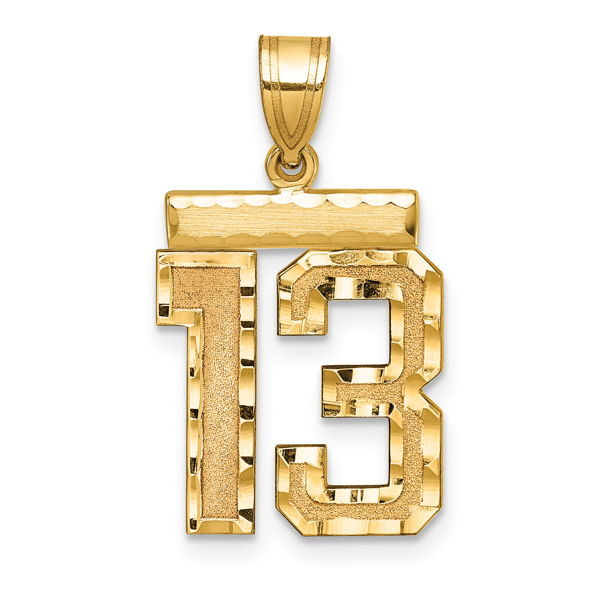 14k Medium Diamond-cut Number 13 Charm-MN13