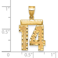14k Medium Diamond-cut Number 14 Charm-MN14
