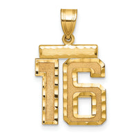 14k Medium Diamond-cut Number 16 Charm-MN16