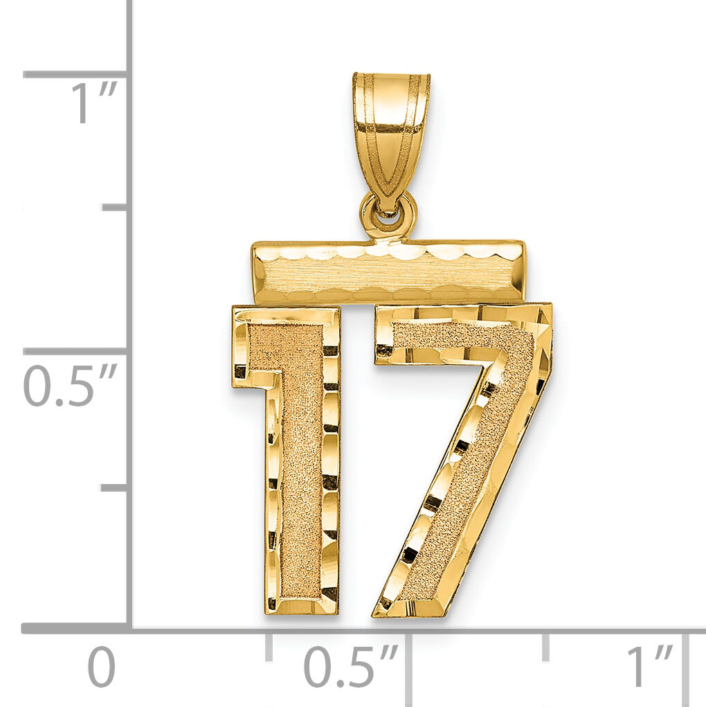 14k Medium Diamond-cut Number 17 Charm-MN17