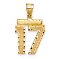 14k Medium Diamond-cut Number 17 Charm-MN17