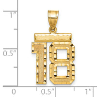 14k Medium Diamond-cut Number 18 Charm-MN18