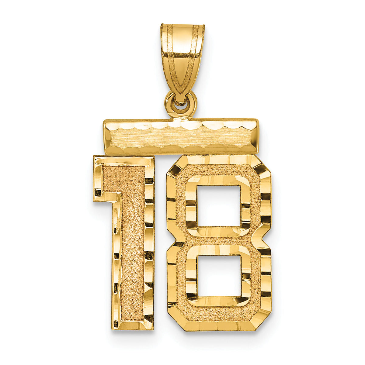 14k Medium Diamond-cut Number 18 Charm-MN18