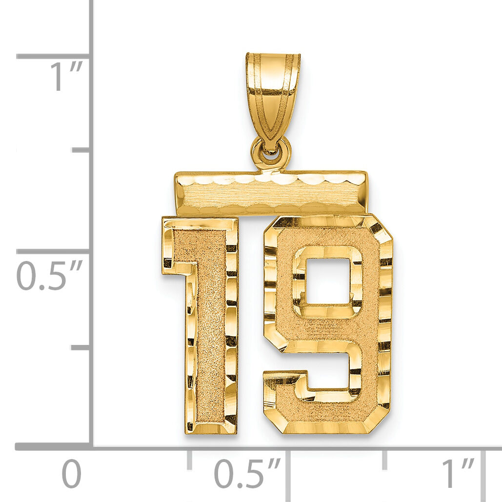 14k Medium Diamond-cut Number 19 Charm-MN19