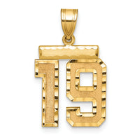 14k Medium Diamond-cut Number 19 Charm-MN19