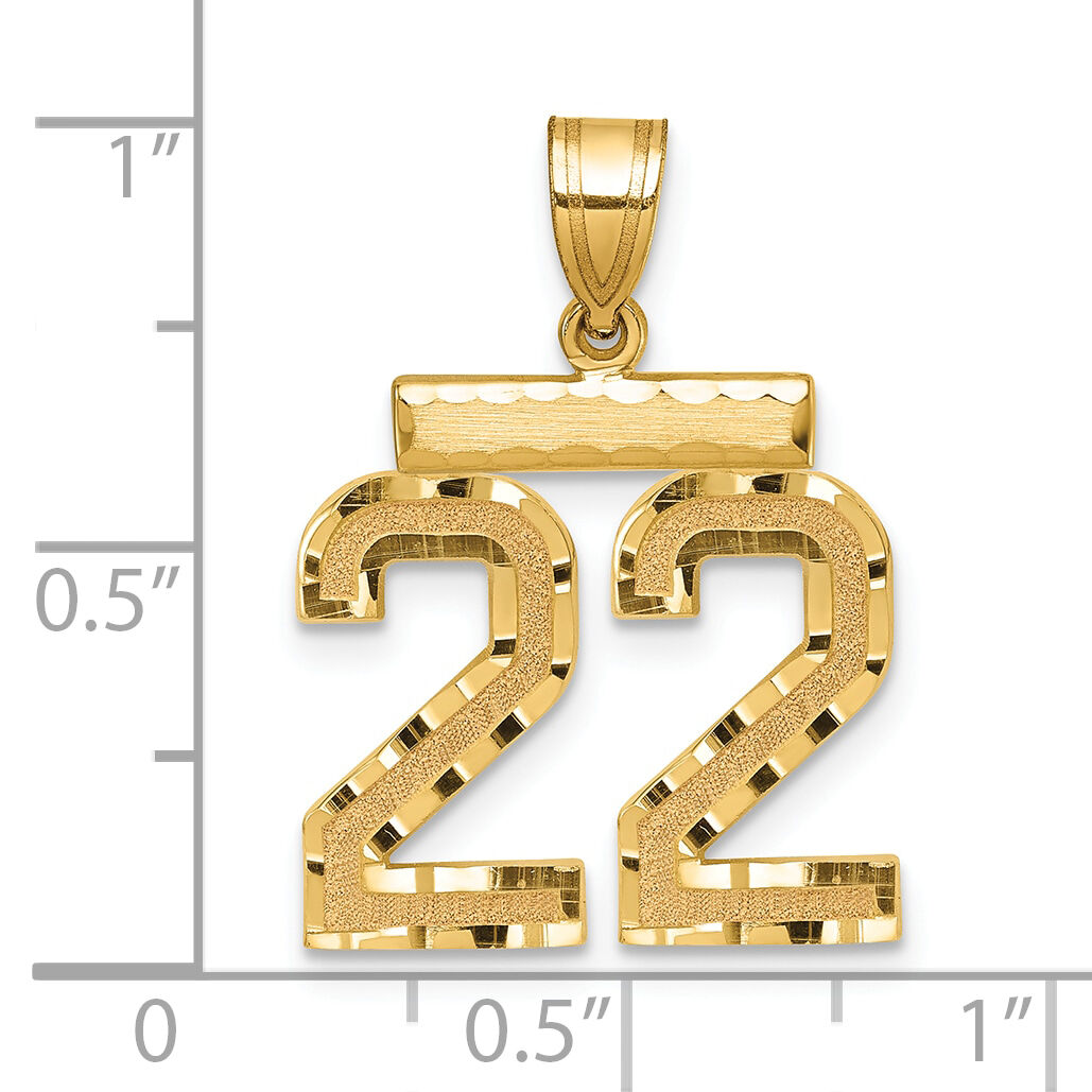 14k Medium Diamond-cut Number 22 Charm-MN22