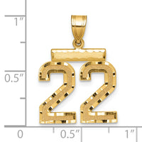 14k Medium Diamond-cut Number 22 Charm-MN22