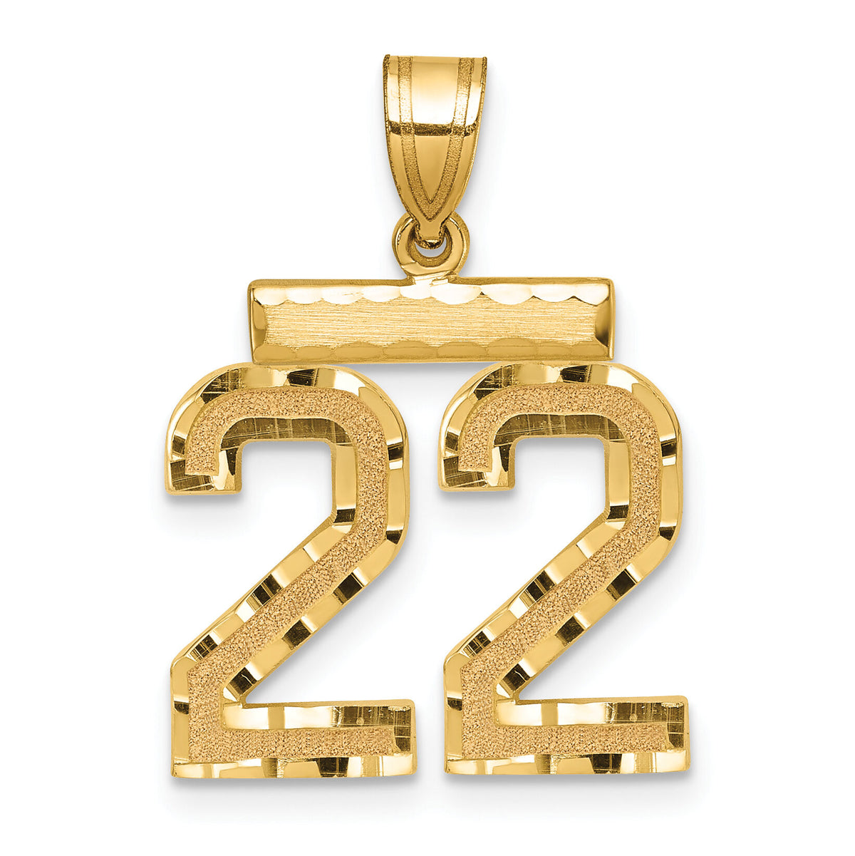 14k Medium Diamond-cut Number 22 Charm-MN22