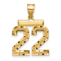 14k Medium Diamond-cut Number 22 Charm-MN22