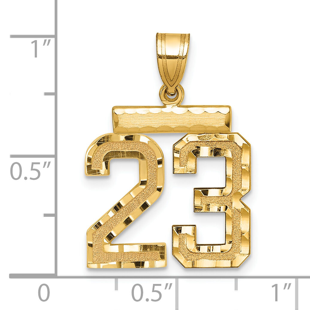14k Medium Diamond-cut Number 23 Charm-MN23