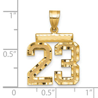 14k Medium Diamond-cut Number 23 Charm-MN23